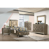 Skylar - Full Bed With LED & Storage - Dark Champagne