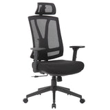 Office Chair With Adjustable Headrest & Back, High Back Swivel - Black