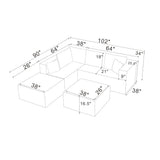 Upholstered Sectional With 2 Moveable Ottomans - Black