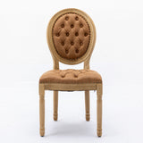 French Style Solid Wood Frame Antique Painting, Hand-Pulled Buckle Decoration Artificial Dining Chair With Nailhead Trim, Wood Legs