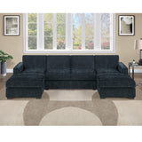 U - Sectional Sofa Upholstered LAF / RAF Chaise With Armless Loveseat And Chairs - Black