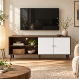Amidon - TV Stand, With 2 Storage Shelves And 1 Cabinet