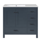 Bathroom Vanity With Sink Combo, 2 Soft Close Doors And 5 Drawers