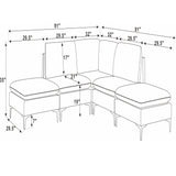 Upholstered Modular Sectional With Tall Legs, Medium Firm Seat