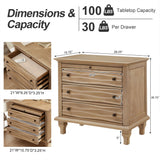 Nightstand With Charging Station, Bedside Table, 3 Drawers, USB And Type - C Ports