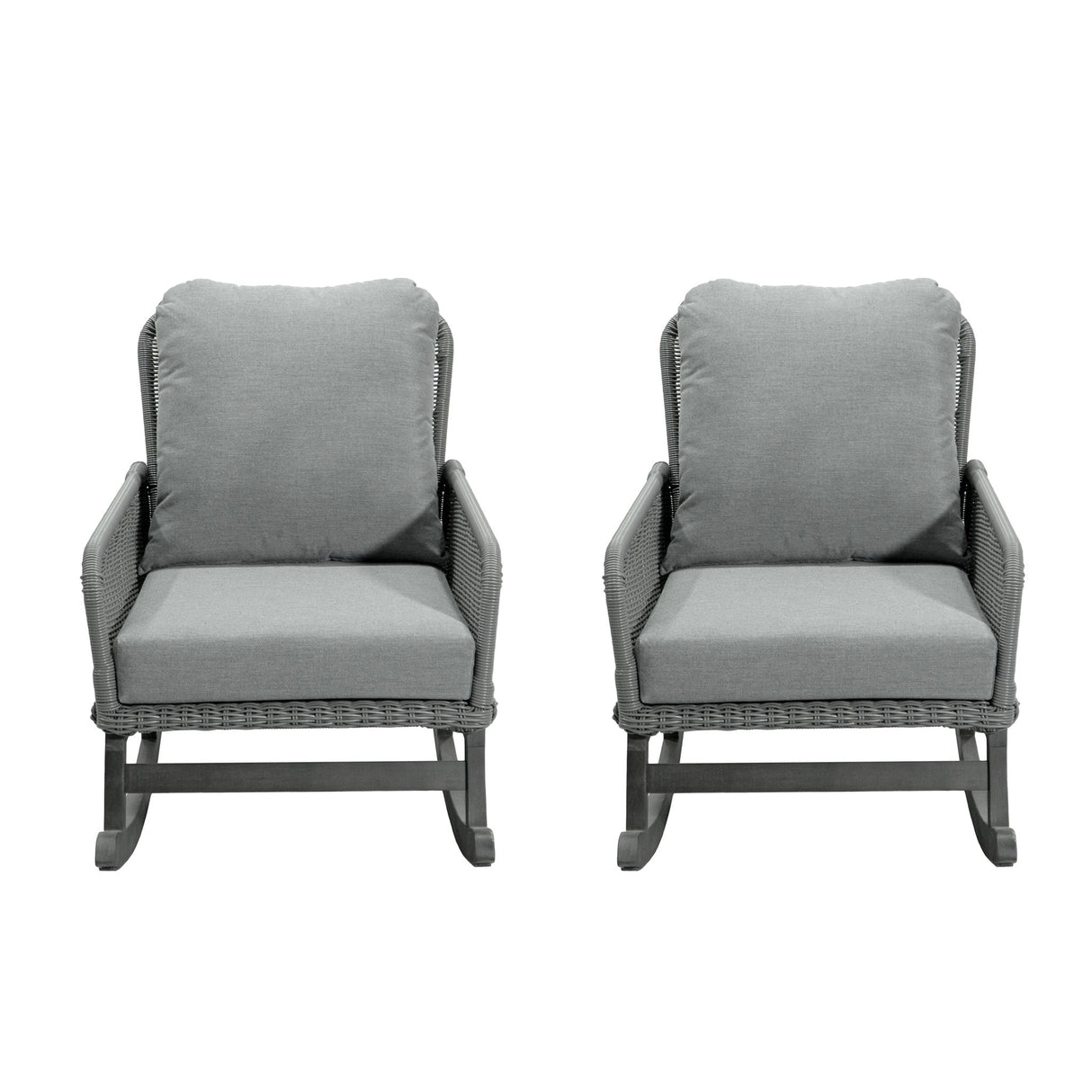Contemporary Minimalist Wicker Rocking Chair With Soft Cushions And Durable Wooden Frame