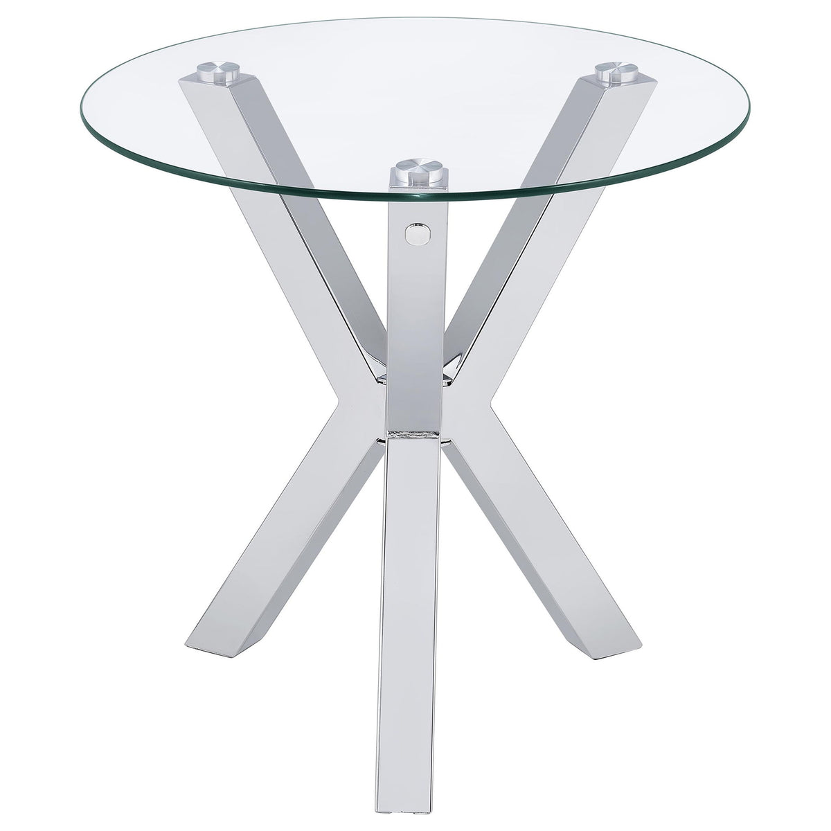 Alexa - Round Tempered Glass Top End Table - Chrome