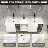 Wall Mounted Bathroom Vanity With Sink, Soft Close Doors, Cabinet & Half Door