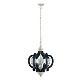 Wood Chandelier 6 Light Farmhouse Pendant Lighting Wood Hanging Light Fixture For Kitchen Living Dining Room, Bulb Not Included - Cream