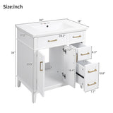 Modern Bathroom Vanity With Ceramic Sink, Soft Close Storage Cabinet