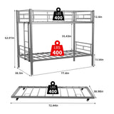 Bunk Bed For Kids, Convertible Frame With Ladders & Guardrail