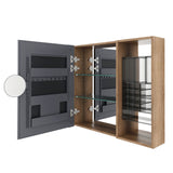 Wall Mounted Bathroom Mirror Cabinet With Adjustable Shelves Storage Cabinet - Imitative Oak