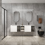 Wall Mounted Bathroom Vanity With Sink, Soft Close Doors, Cabinet & Half Door