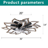 Ceiling Fan With Remote Control And Lights, 6 Speeds, 3 Color Temperatures, Low Profile Flush Mount