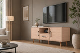 TV Stand For TVs Up To 60" With 2 Doors, 1 Drawer And 1 Open Shelf - Walnut