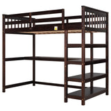 Loft Bed With Storage Shelves And Under Bed Desk