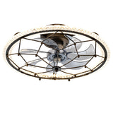 Caged Ceiling Fan With Remote Control Lights, 6 Speeds, 3 Color Temperature LED - Antique Black