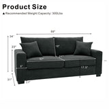 2 Seater Sofa, 2 Throw Pillows For Living Room