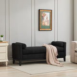 Upholstered End Of Bed Bench With Arms & 2 Bolsters For Bedroom