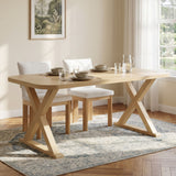 Dining Table With X-Shaped Legs, Rectangular Indoor - Natural