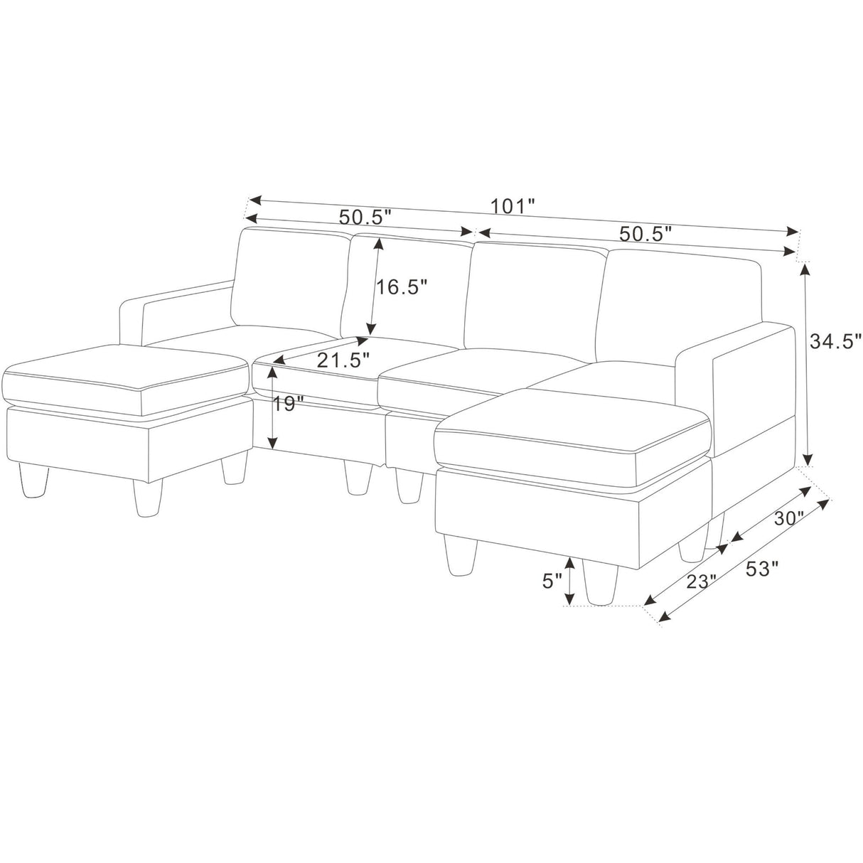 Modular Sectional With 2 Ottomans