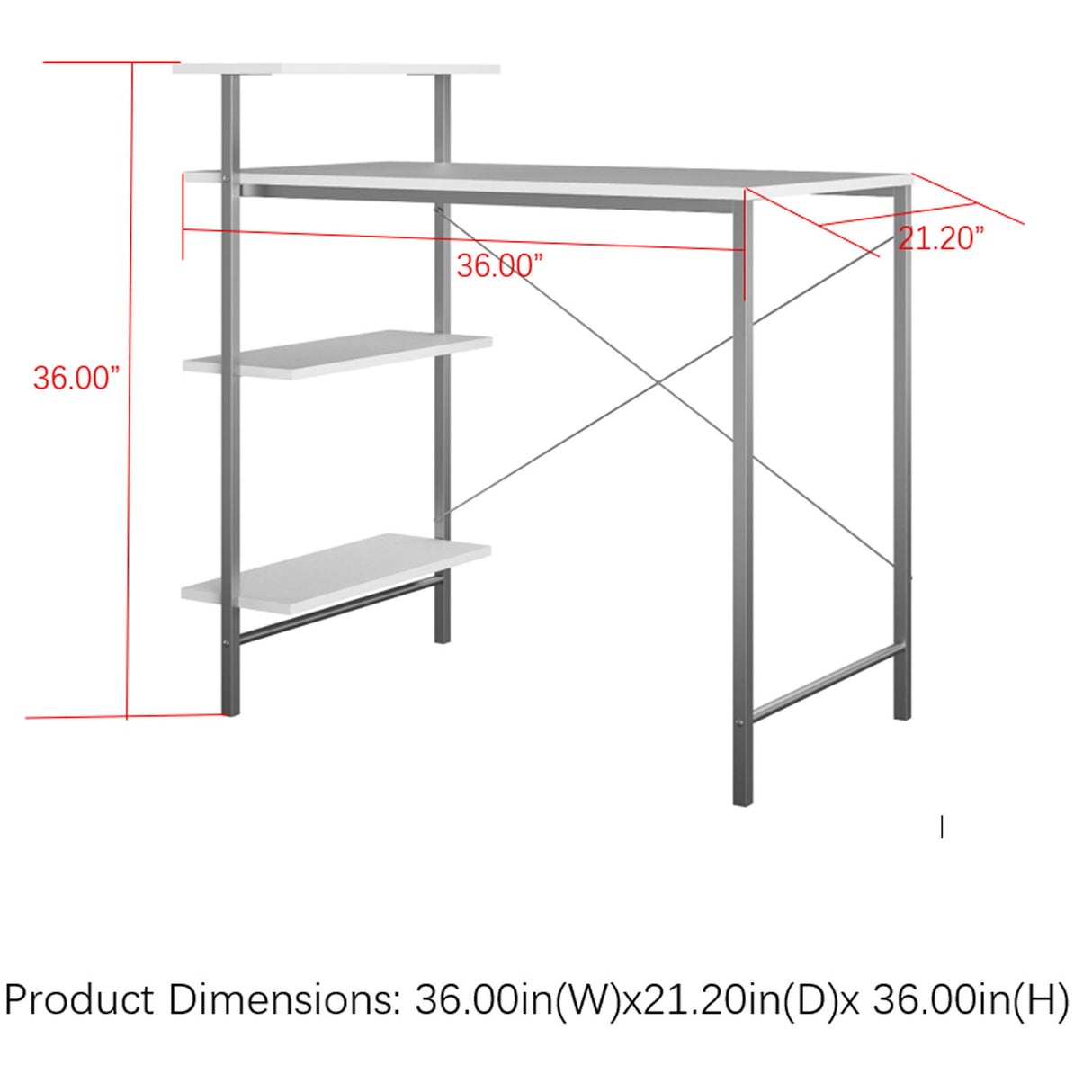 Side Storage Student Desk - White