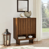 Sideboard Buffet Cabinet With Grille Slat Design With 3 Doors And Adjustable Shelves