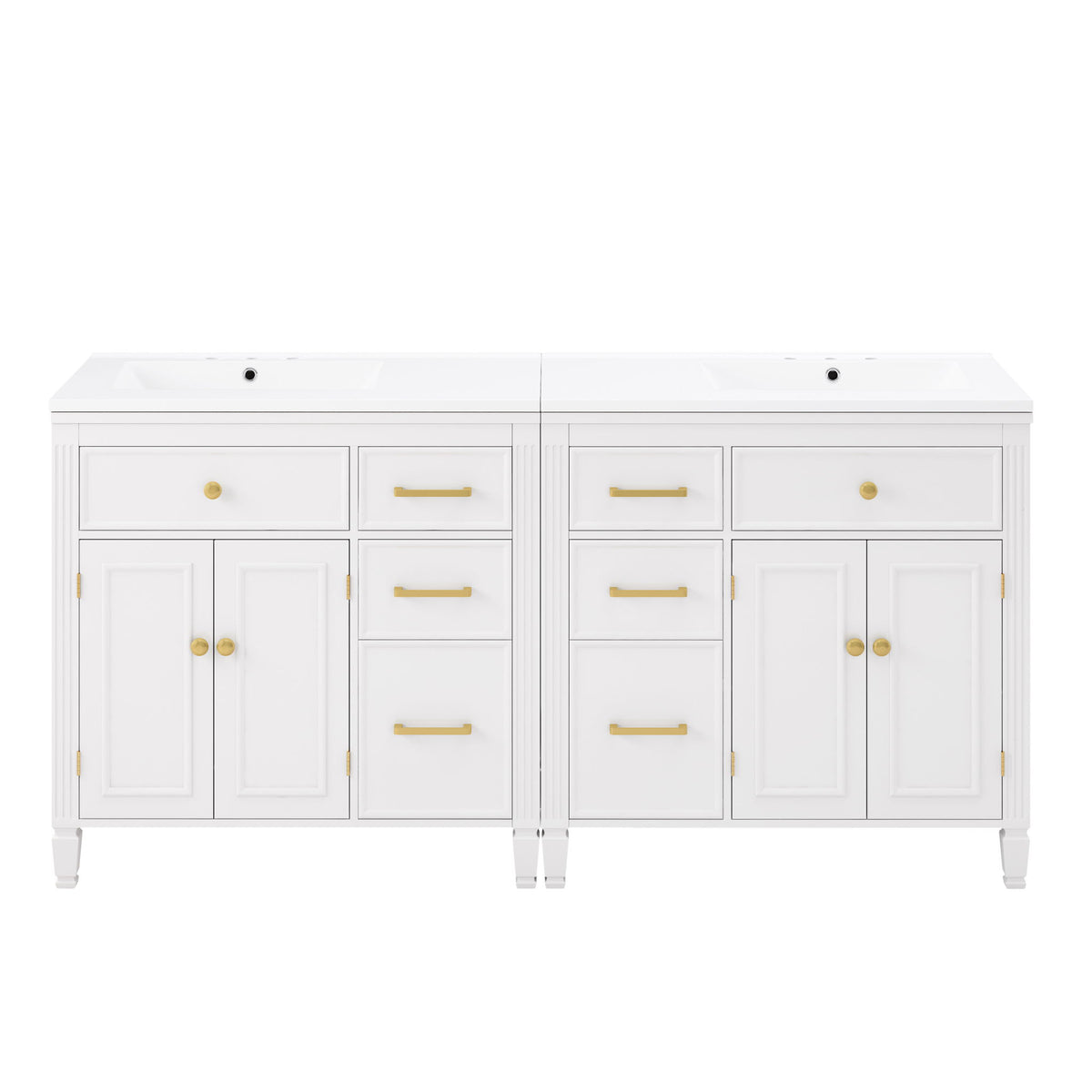 2 Piece Freestanding Bathroom Vanity Set With Sink Top, Reversible Dual Layout