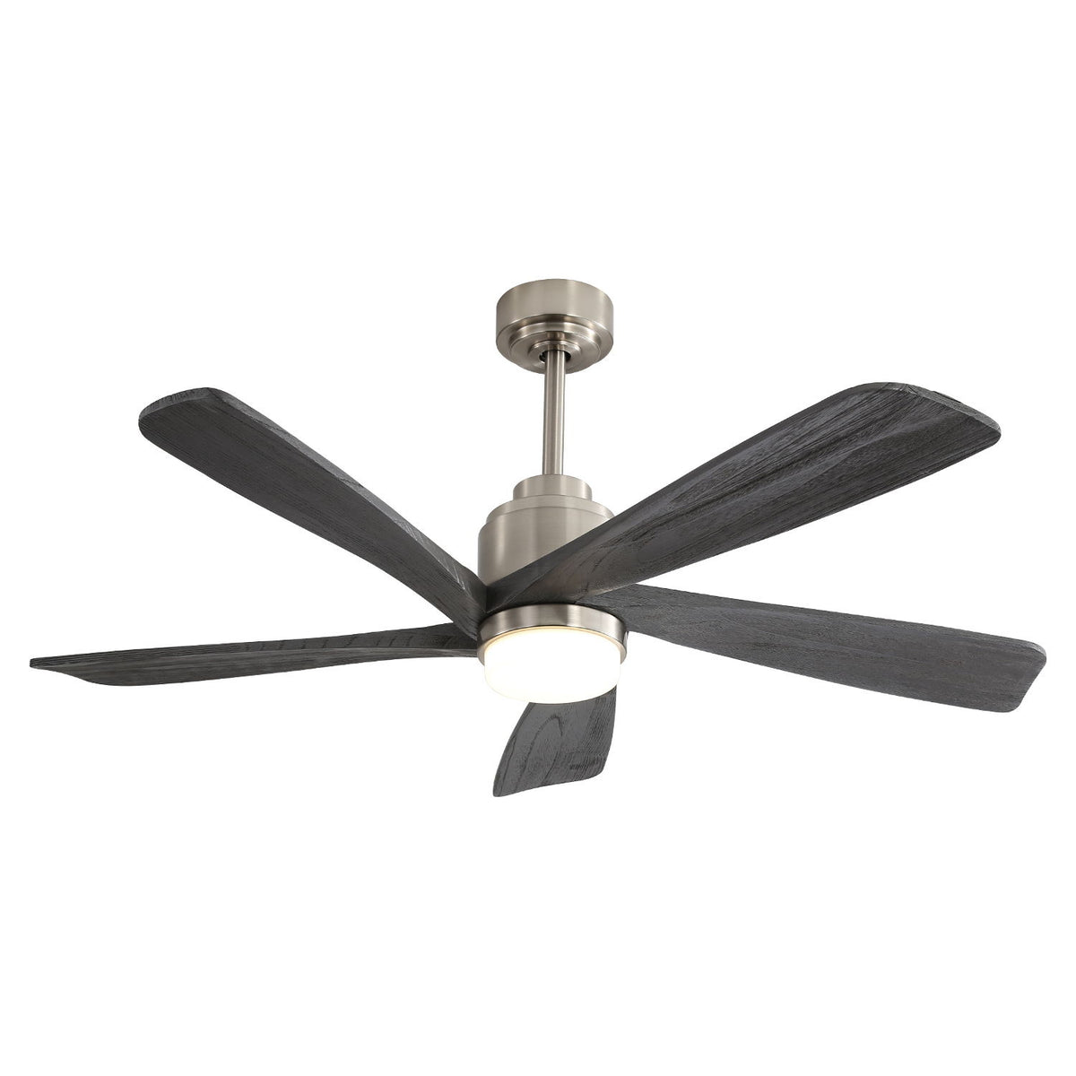 52" Ceiling Fan With Dimmable LED Light, 5 Blades, Reversible DC Motor - Nickel