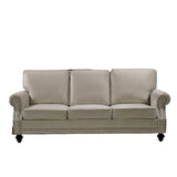 3 Seater Sofa With Nailhead Trim And Turned Legs For Living Room
