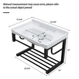 Wall Mounted Rectangular Bathroom Sink With Towel Bar & Overflow - White