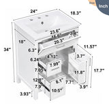 Modern Bathroom Vanity With Sink, Flip Drawer & 2 Drawers, Soft Close Hinges, Adjustable Shelf