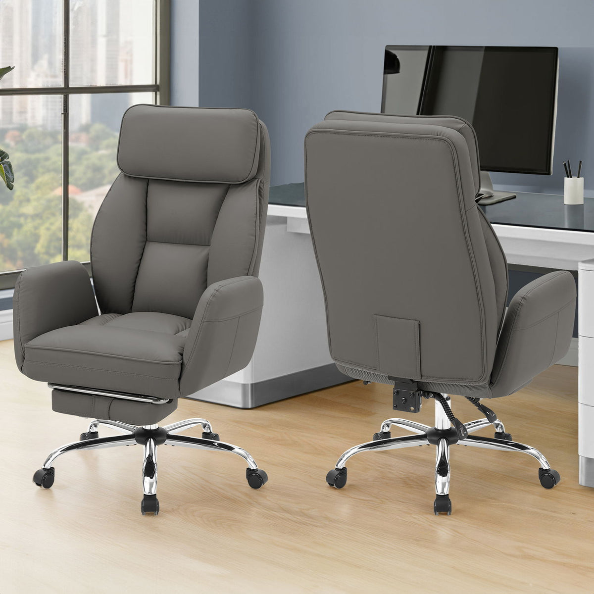 Office Chair With Adjustable Height, Armrests, Ergonomic Design - Dark Gray