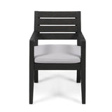 Outdoor 6 Seater Dining Set With Bench - Dark Gray / Light Gray