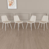 Modern Kitchen Dining Chairs (Set of 4) With Linen Padding And Sturdy Metal Legs - Beige