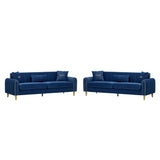2 Piece Sofa 3 Seater Sofas Set - Blue