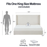 Carmen - King Size Upholstered Wingback Bed - Ivory
