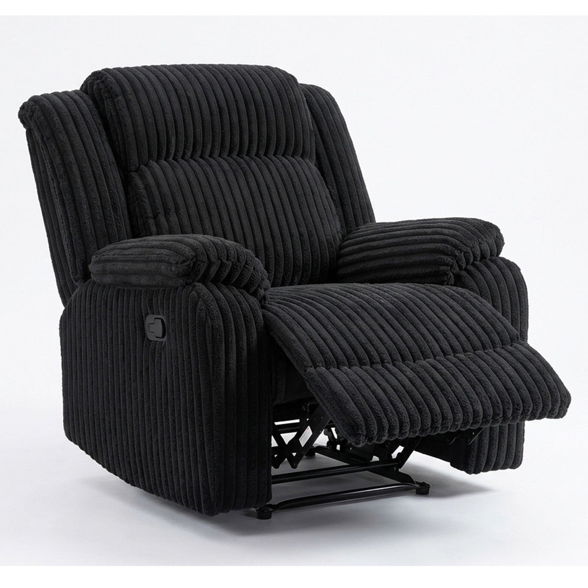 Motion Recliner Chair With Plush Armrests For Living Room, Soft Seat - Black