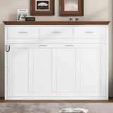 Twin Size Murphy Bed With 3 Drawers - White
