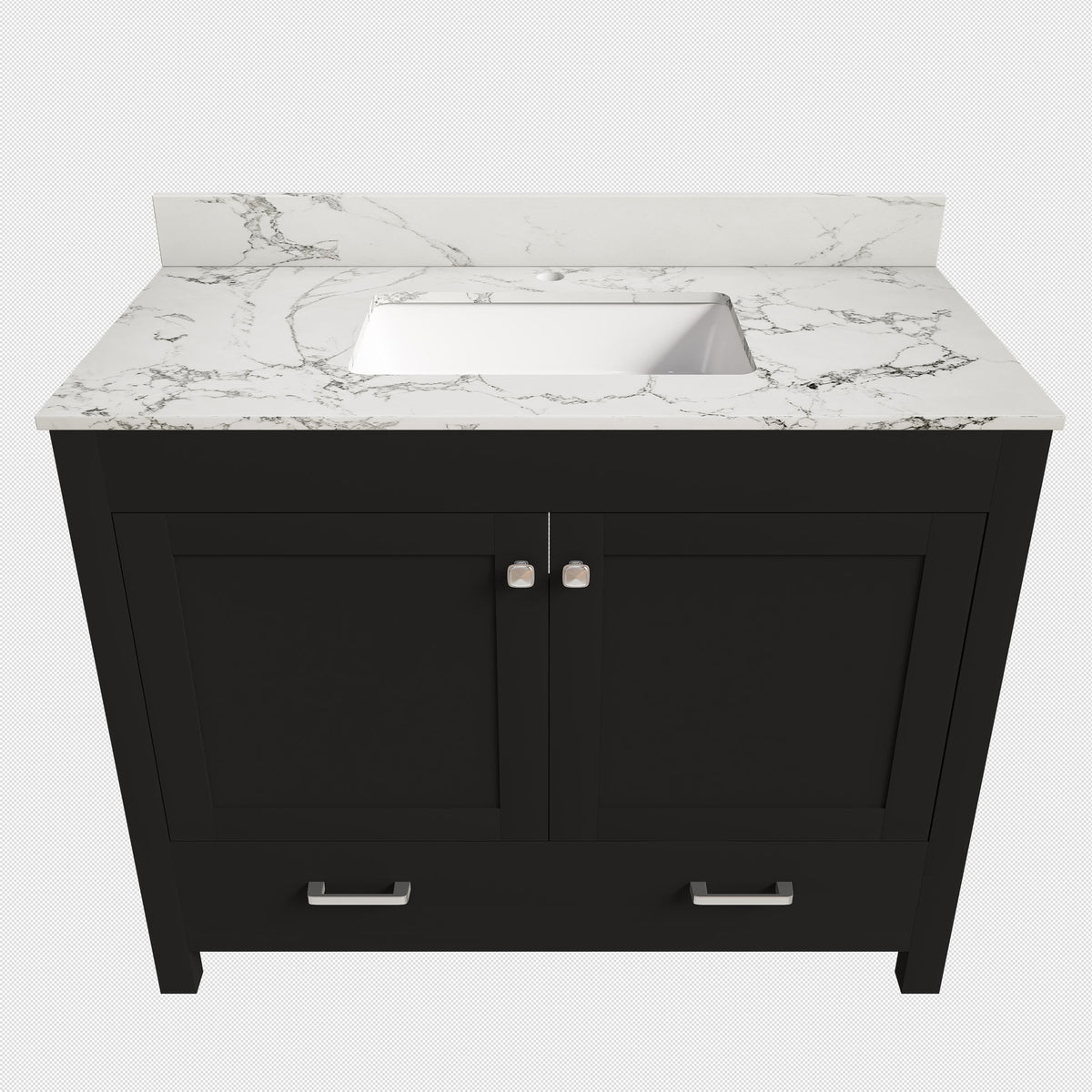 Bathroom Vanity Set, Fluted Cabinet, Soft Close Doors & Drawers, Single Faucet Hole, Sink Included - Black