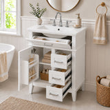 Modern Bathroom Vanity With Sink, Flip Drawer & 3 Drawers, Soft Close Hinges, Adjustable Shelf