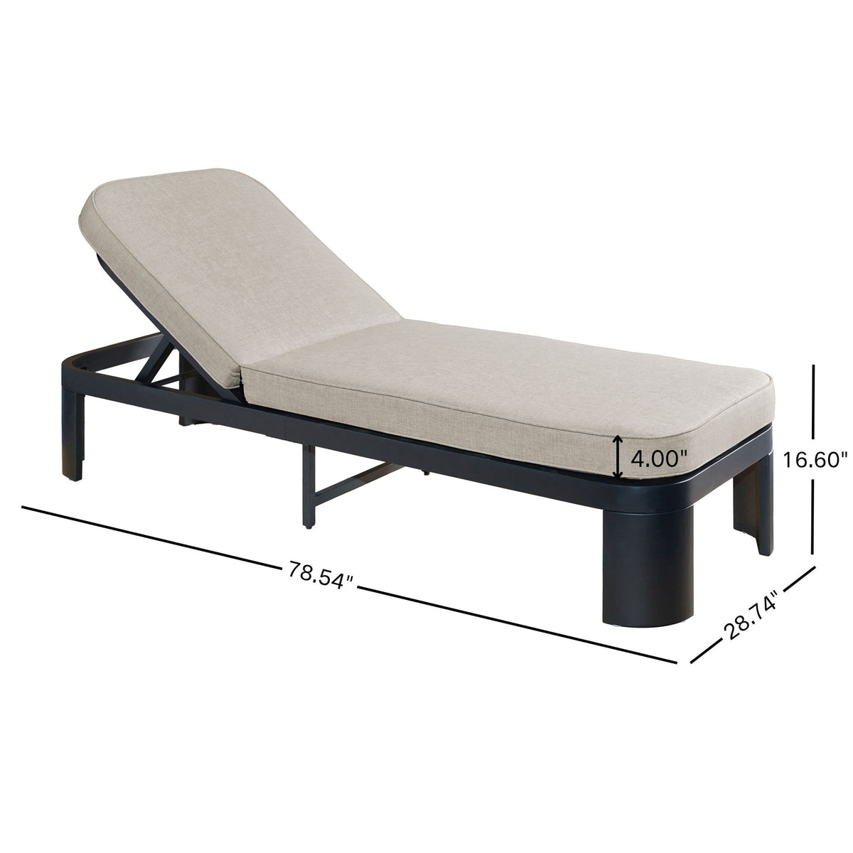 Outdoor Chaise Lounge Set With Side Table, 5 Position Adjustable Patio Recliner
