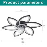 30" Flower 6 Speed Ceiling Fan With Remote Controlled LED Lights, Low Profile Flush Mount Fan