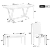 6 Piece Dining Set With V - Legs - White