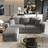 Deep Seat Convertible Sofa With Soft Pillows And Ottomans