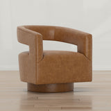 Swivel Accent Chair With Geometric Backrest