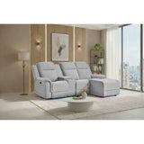 Ian - Power Reclining Chaise With LED Lighting, Pushback Design - Gray