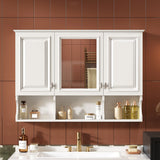 Modern Wall Mounted Mirror Medicine Cabinet With Open Shelves, Adjustable Interior, Storage Over Toilet