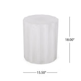 Outdoor End Table With Soft Wave Edge - Antique White