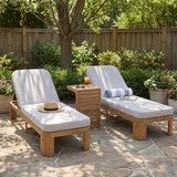 Outdoor Chaise Lounge Set With Side Table, 5 Position Adjustable Patio Recliner